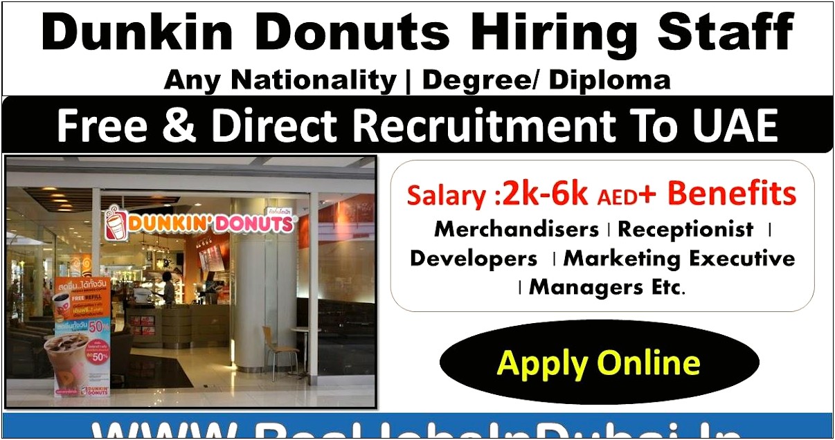 Dunkin Donuts Job Decription Resume