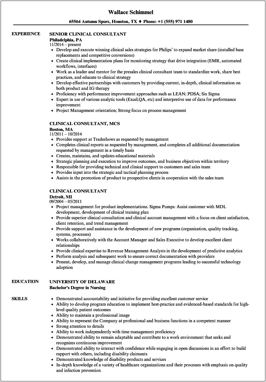 Early Childhood Mental Health Consultant Sample Resume