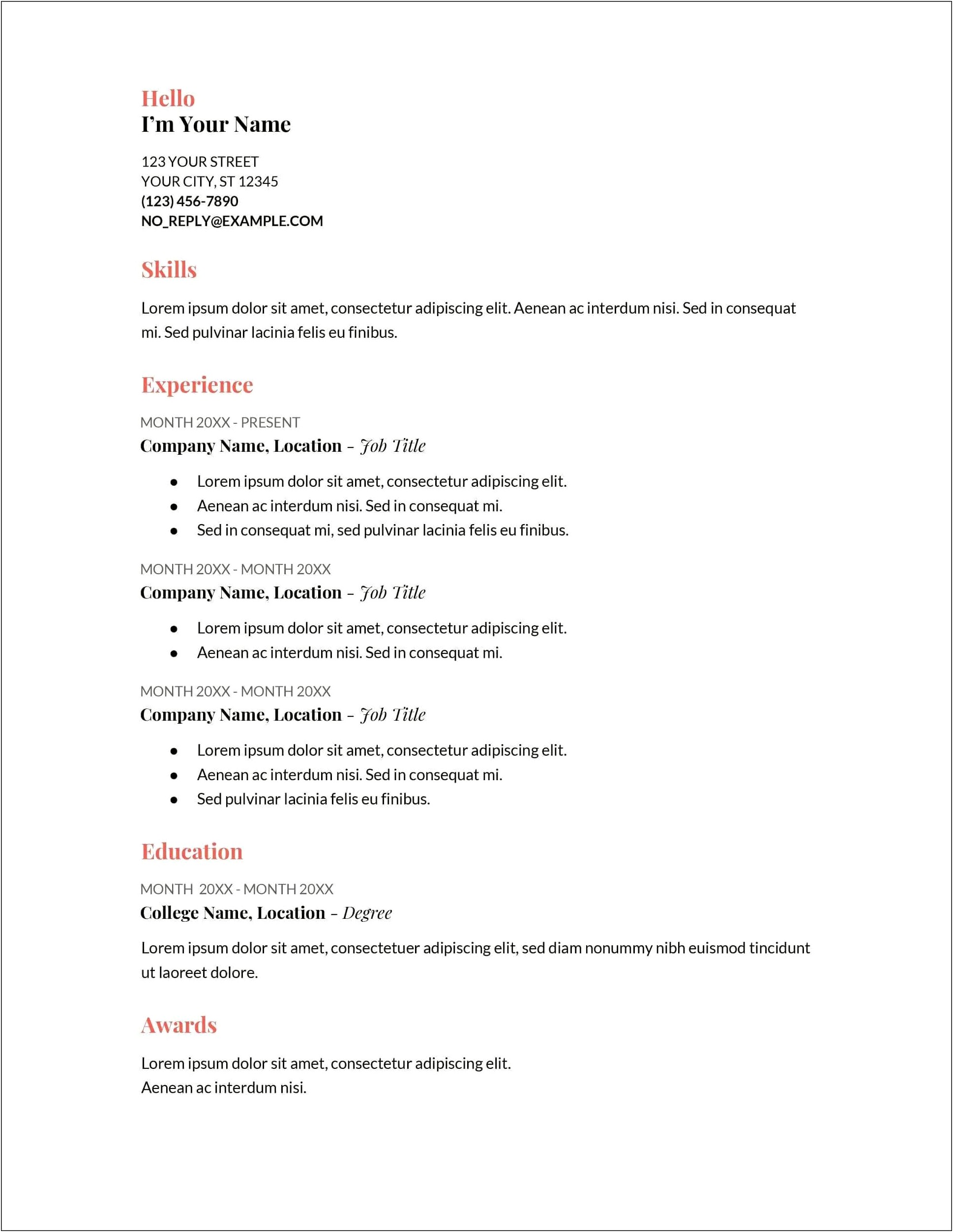 Easy Resume Examples For Free