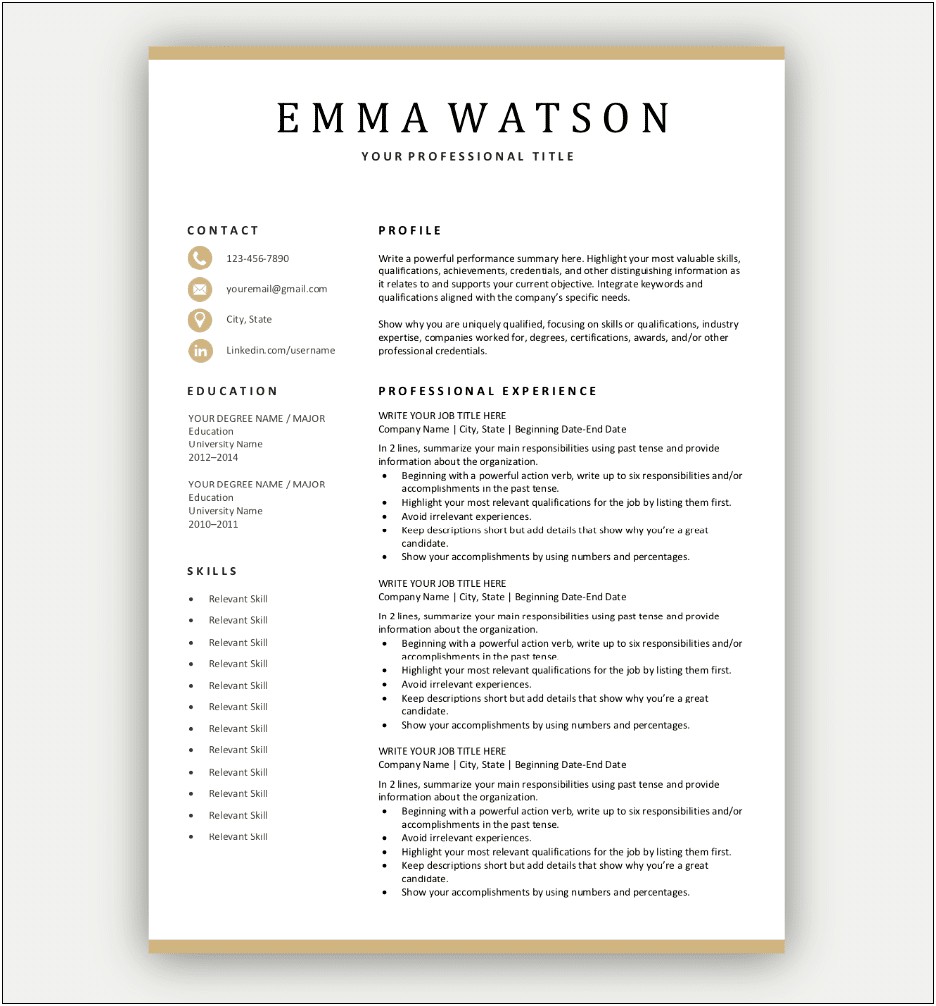 Easy Resume Template Free Download