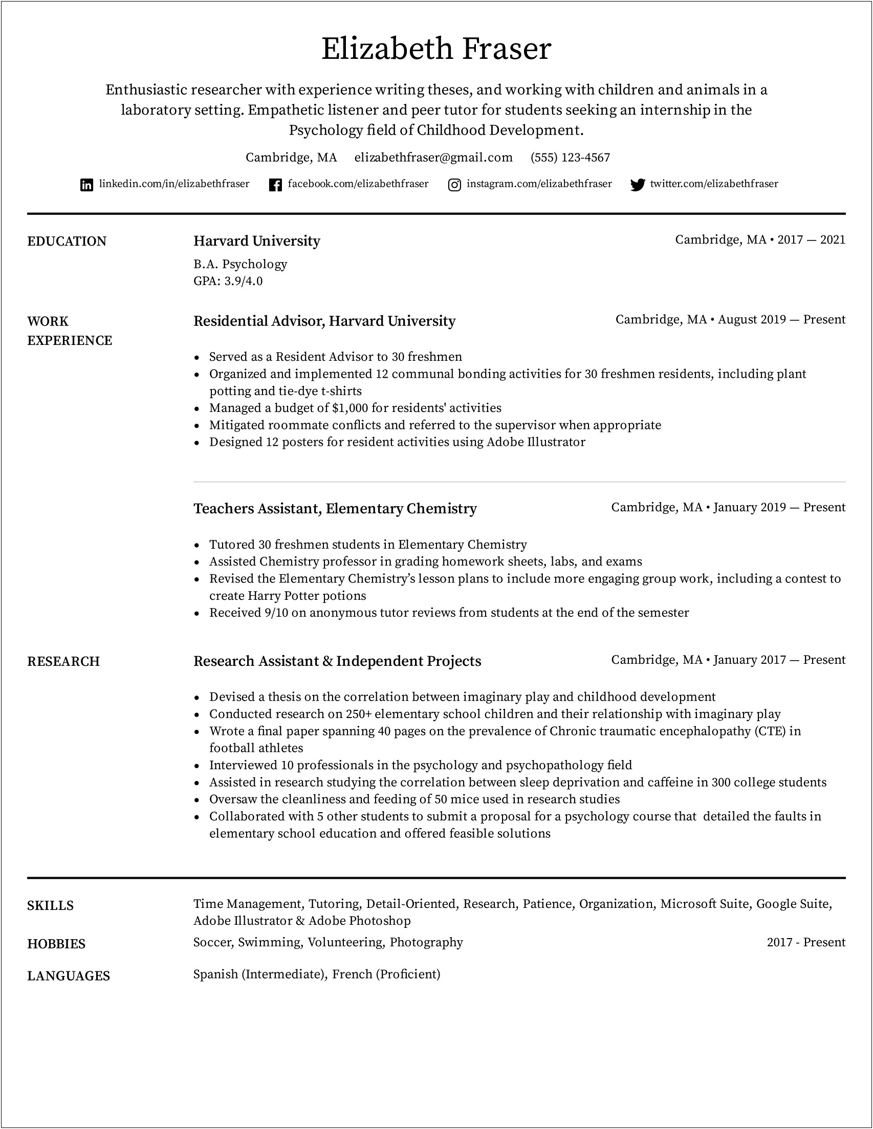 Education Background In Resume Examples