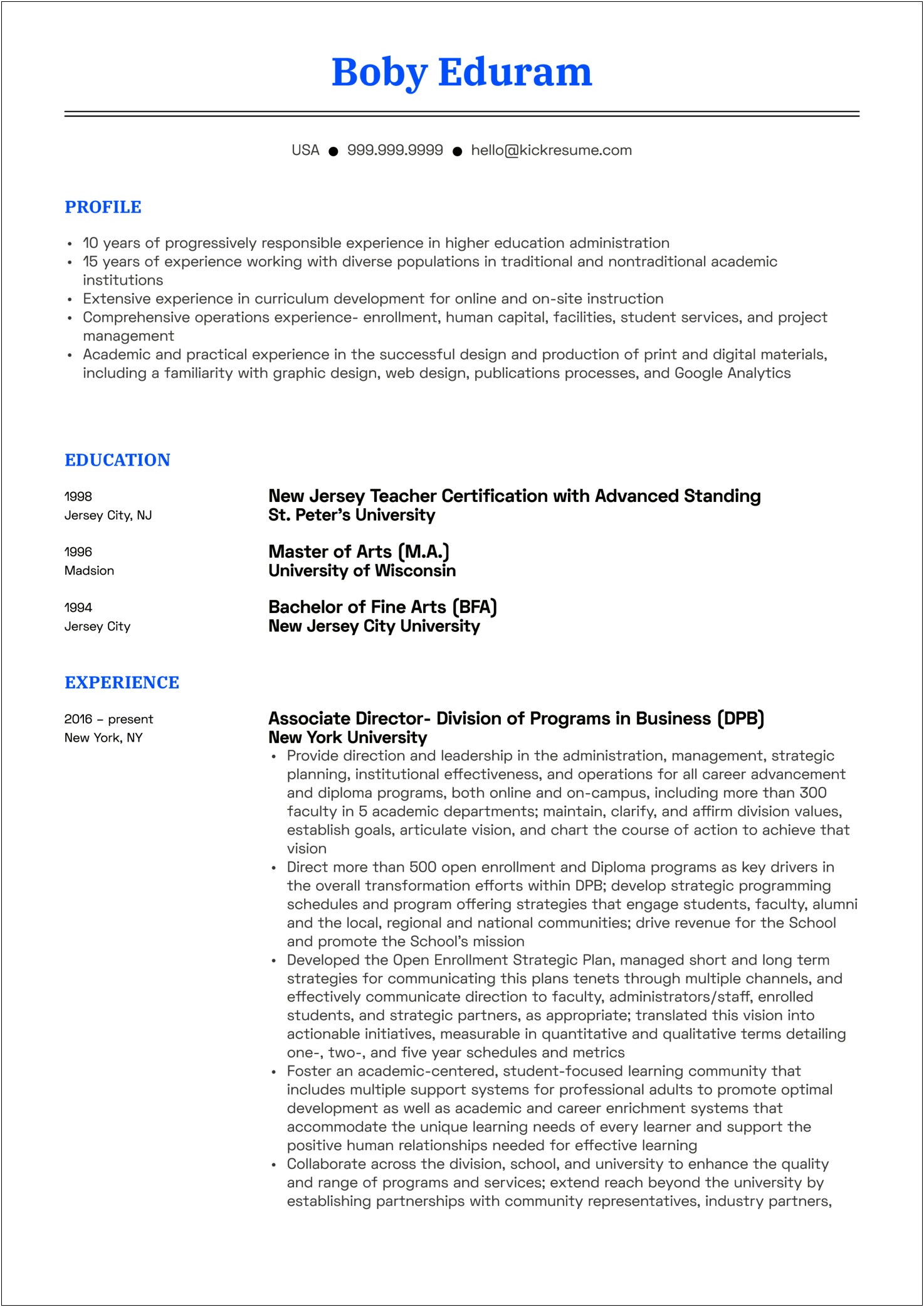 Education Experience On Resume Examples