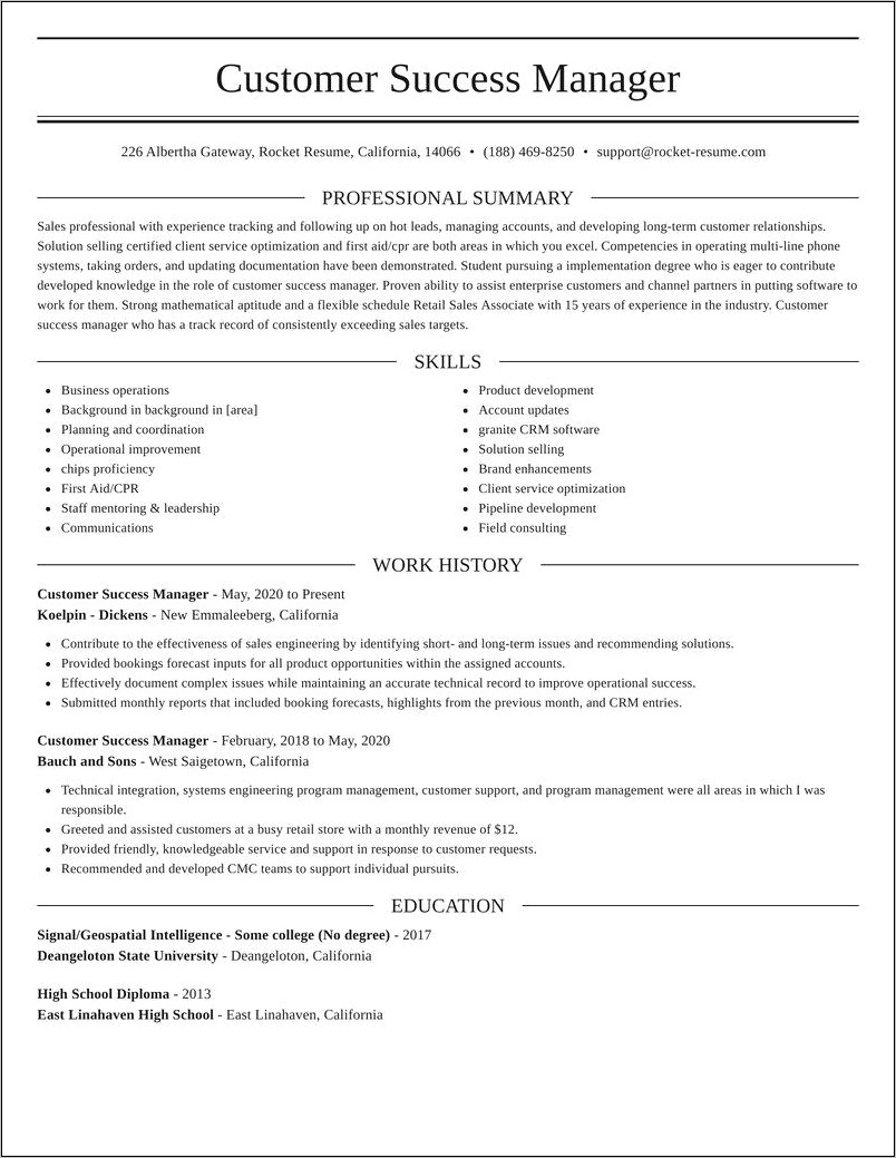 Education Manager Resume Success Academy