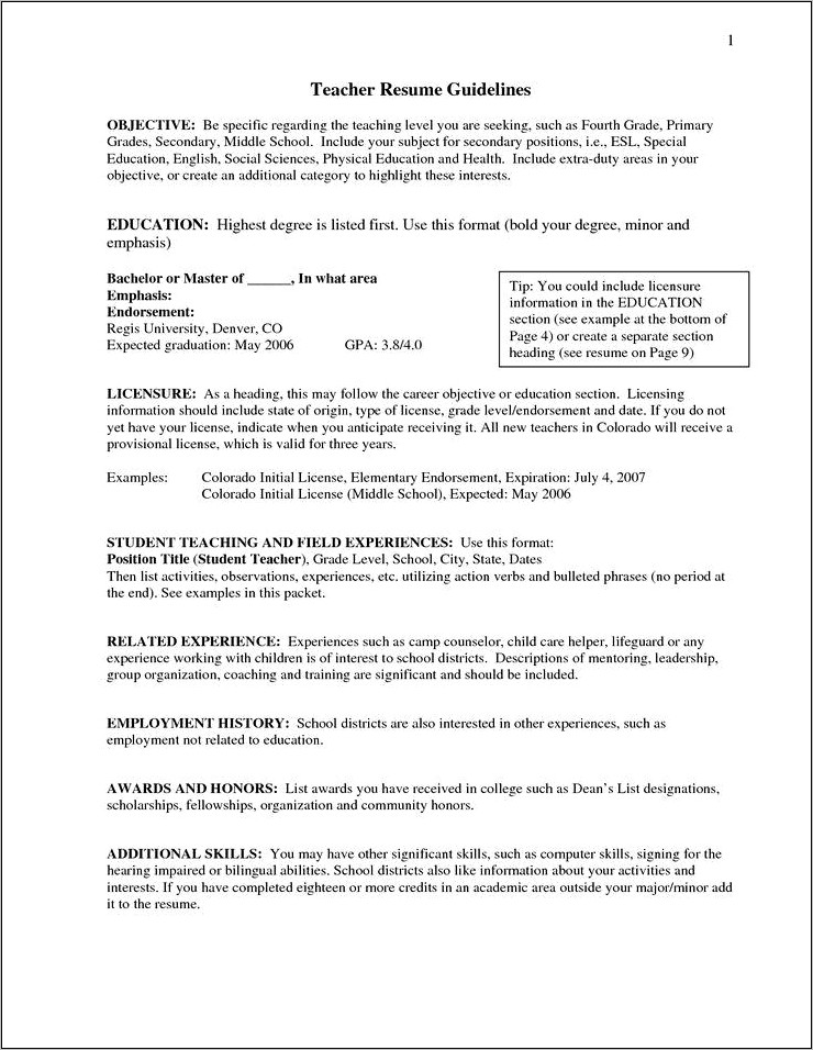 Education Objective In A Resume
