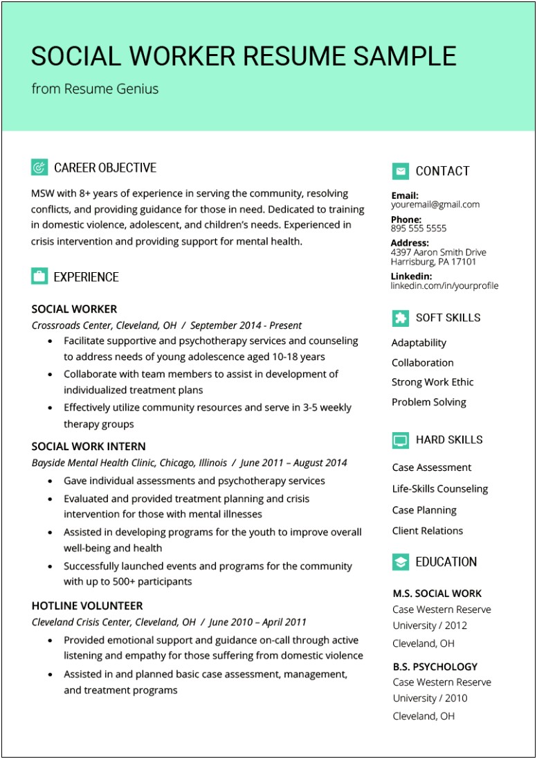 Education Or Work Expierence For Social Work Resume