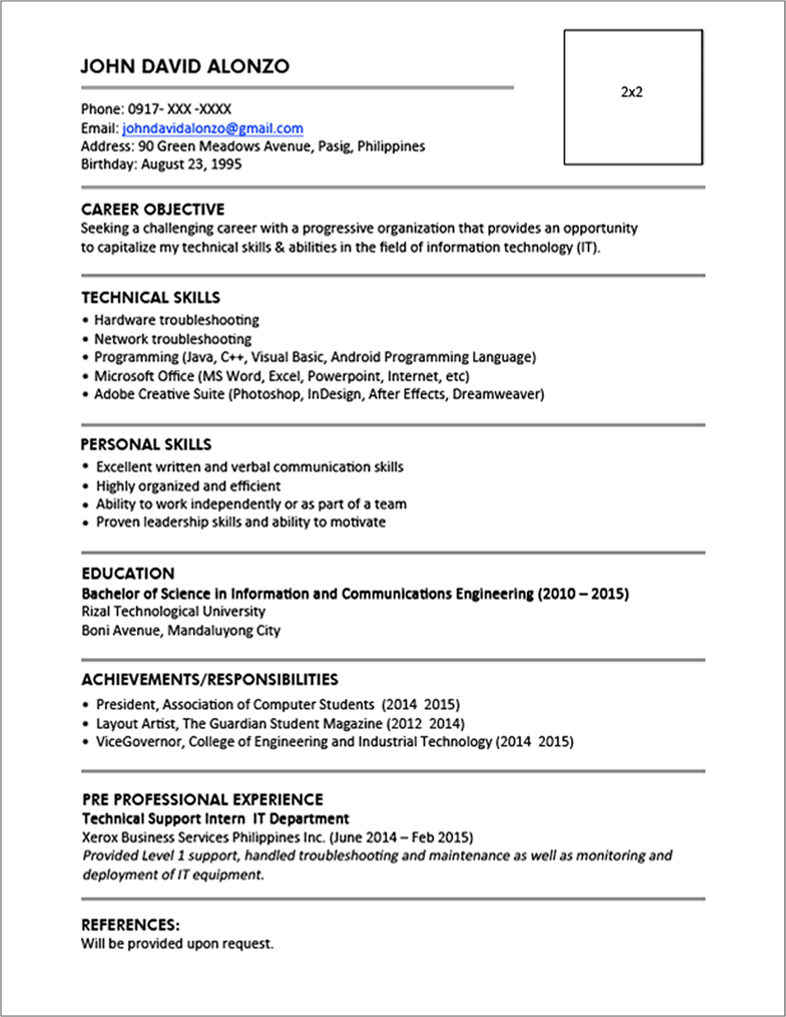 Education Part Of Resume Sample