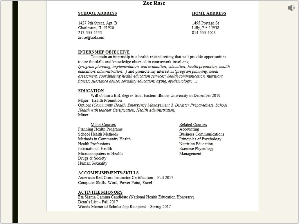 Education Section On Resume Italics School Or Program