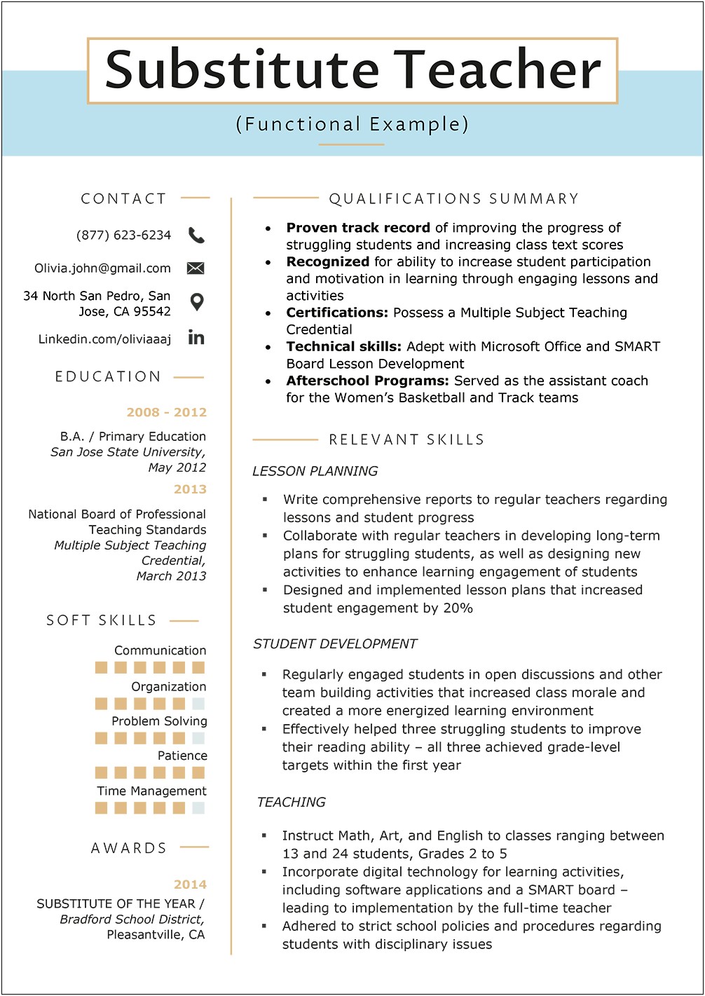 Educational Qualification In Resume Sample