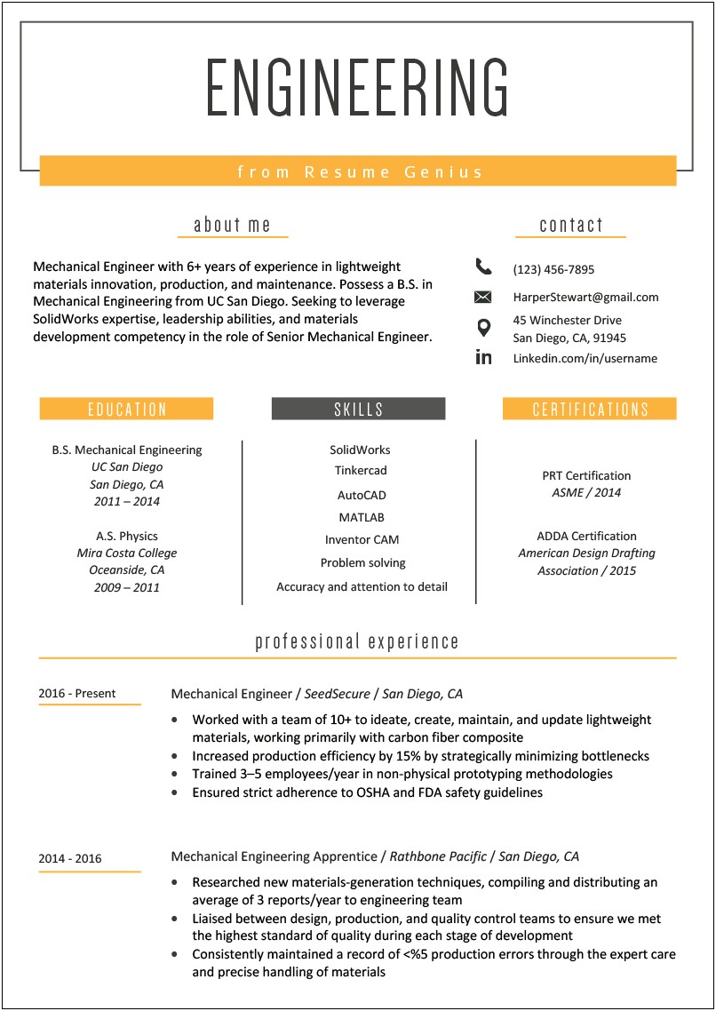 Effective Object Statement Resume Masters Engineering