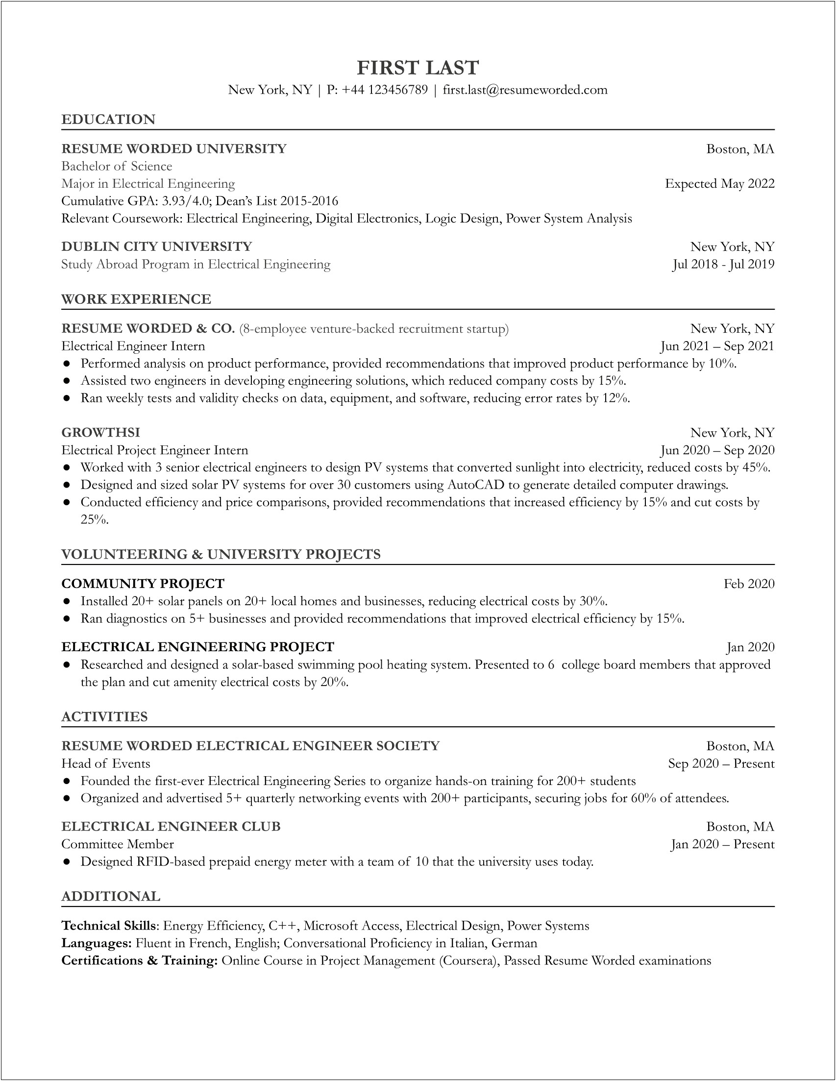 Electrical Engineering Job Description Resume