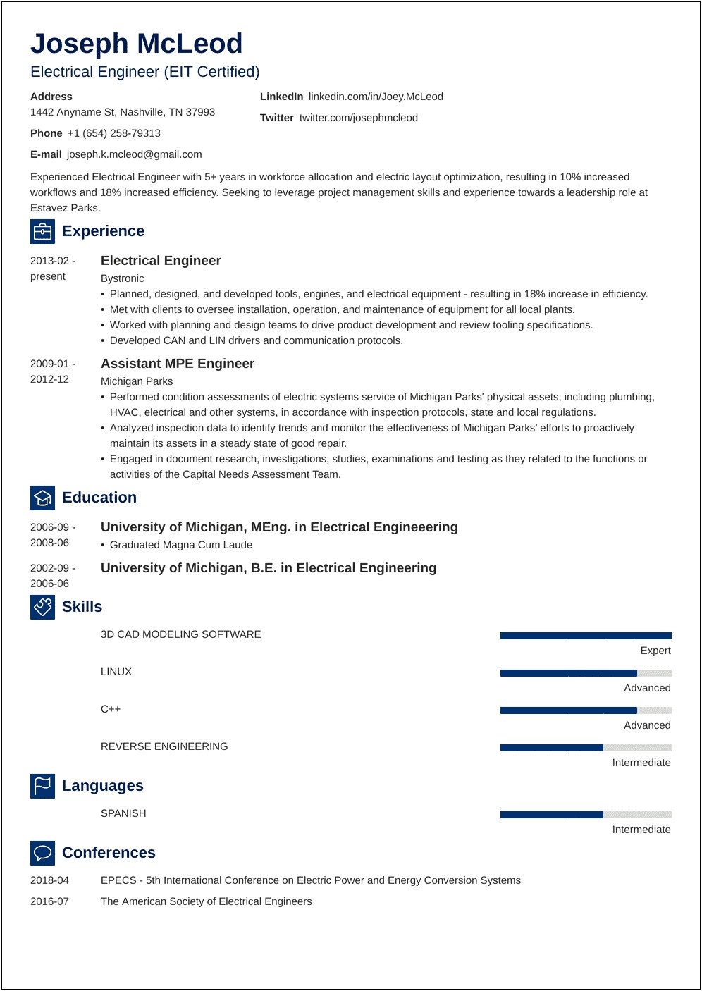 Electrical Engineering Resume Side Line Templates