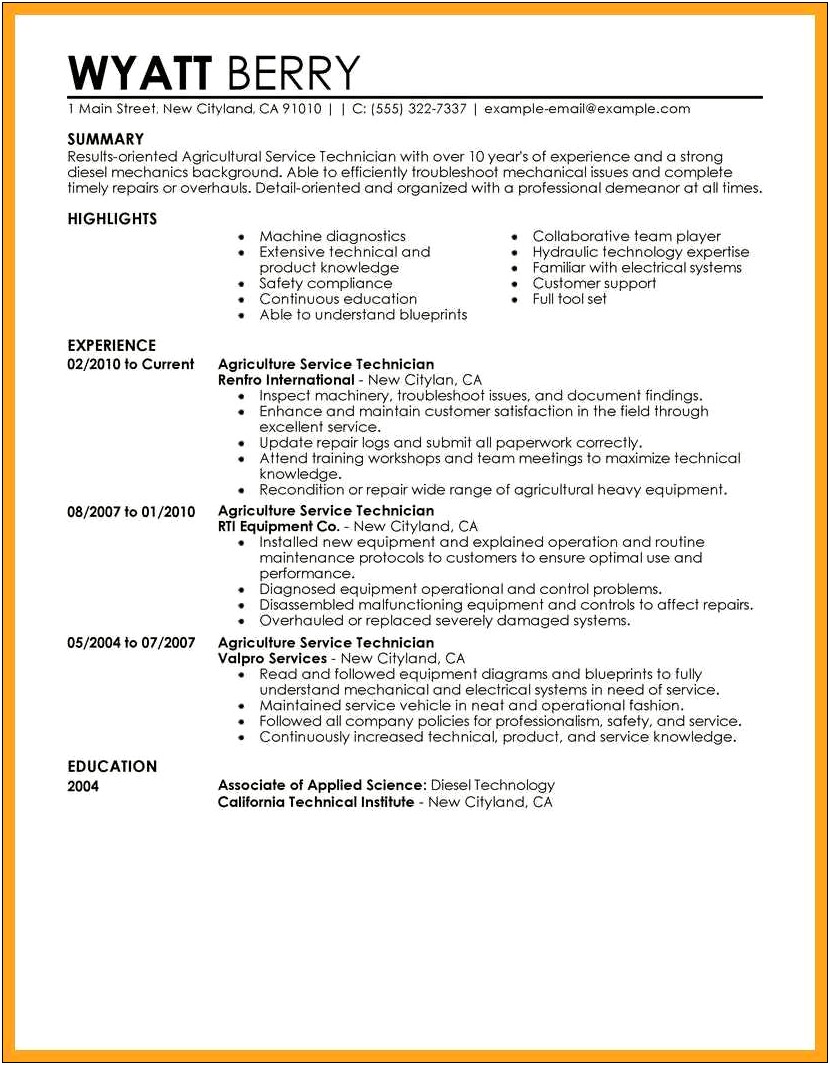Electrical Troubleshooting Skill Resume Example