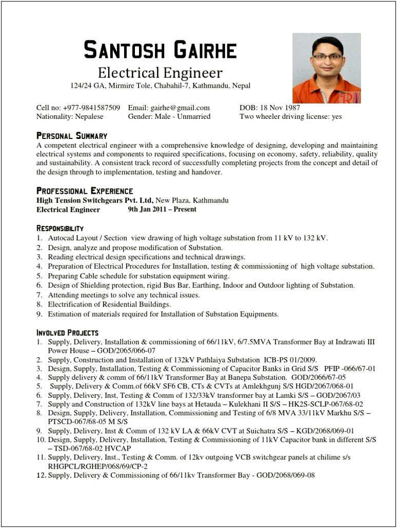 Electronics Engineer Resume Sample Pdf