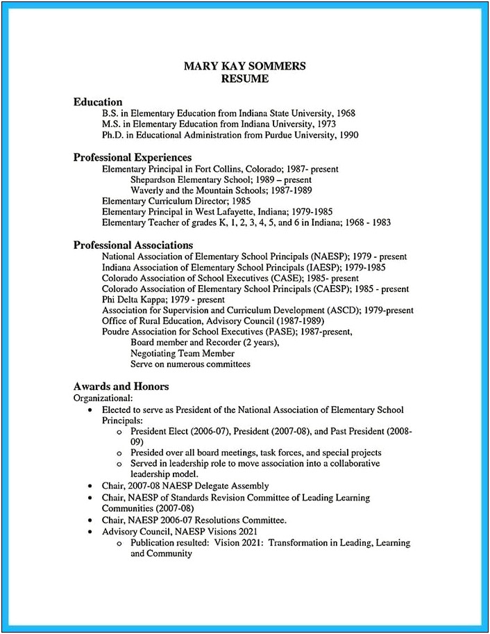 Elementary Assistant Principal Resume Examples
