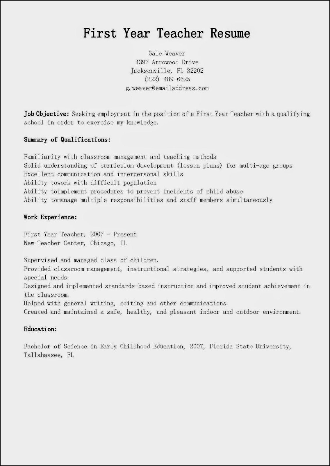 Elementary Special Education Resume Examples