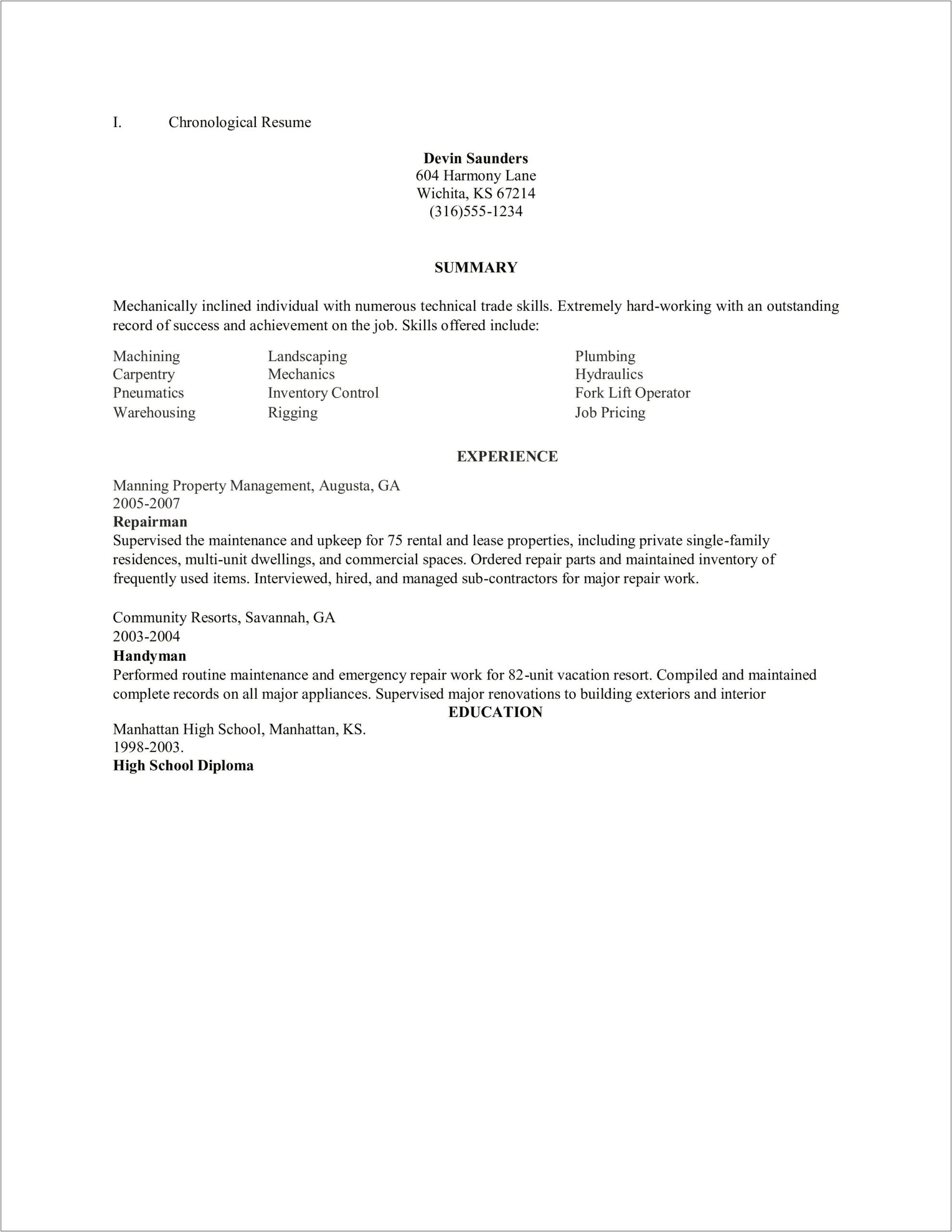 Elevator Operator Job Description For Resume