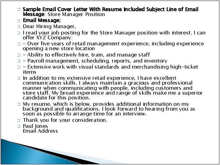 Email Attaching Cover Letter And Resume