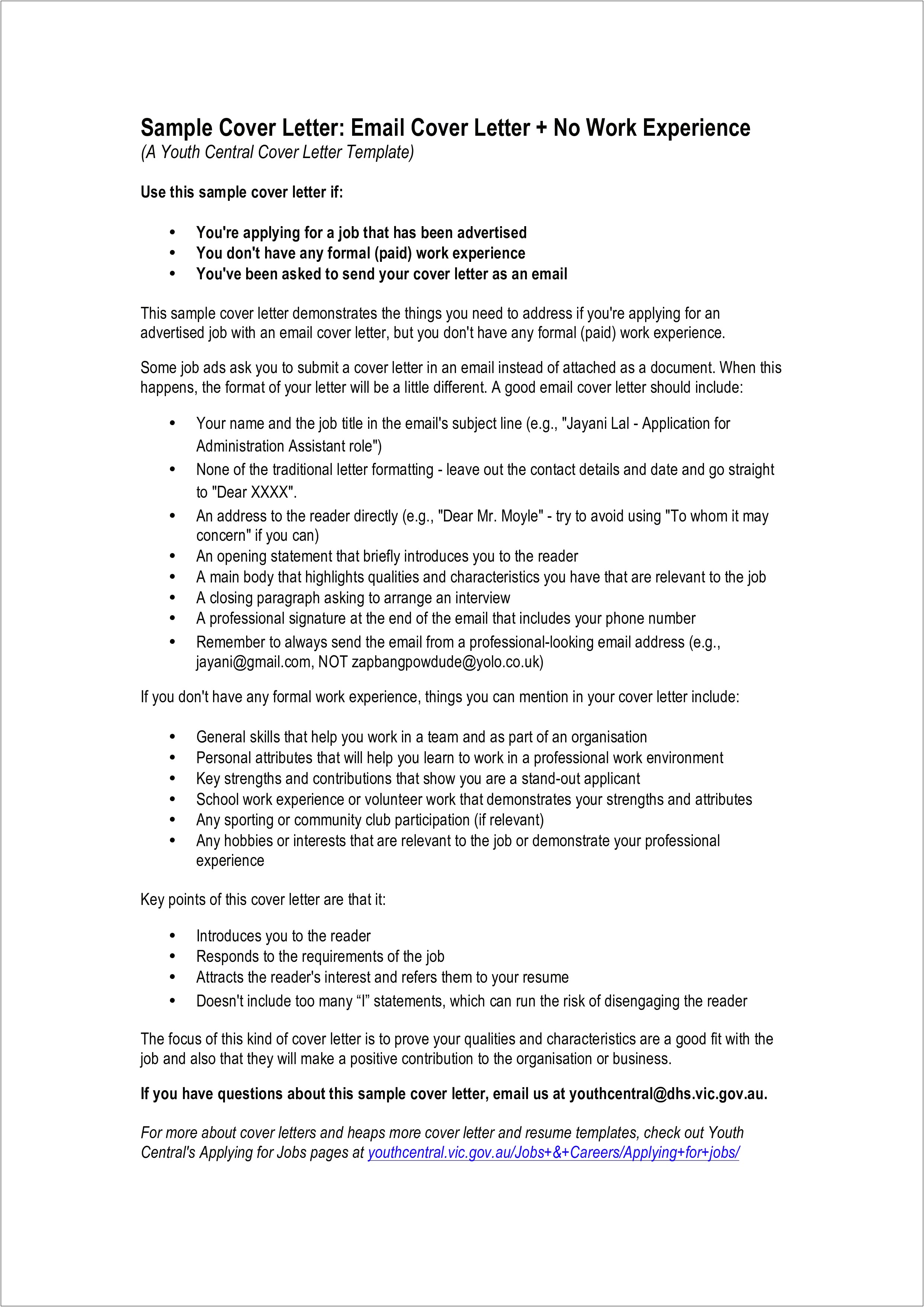 Email Cover Letter Resume Examples