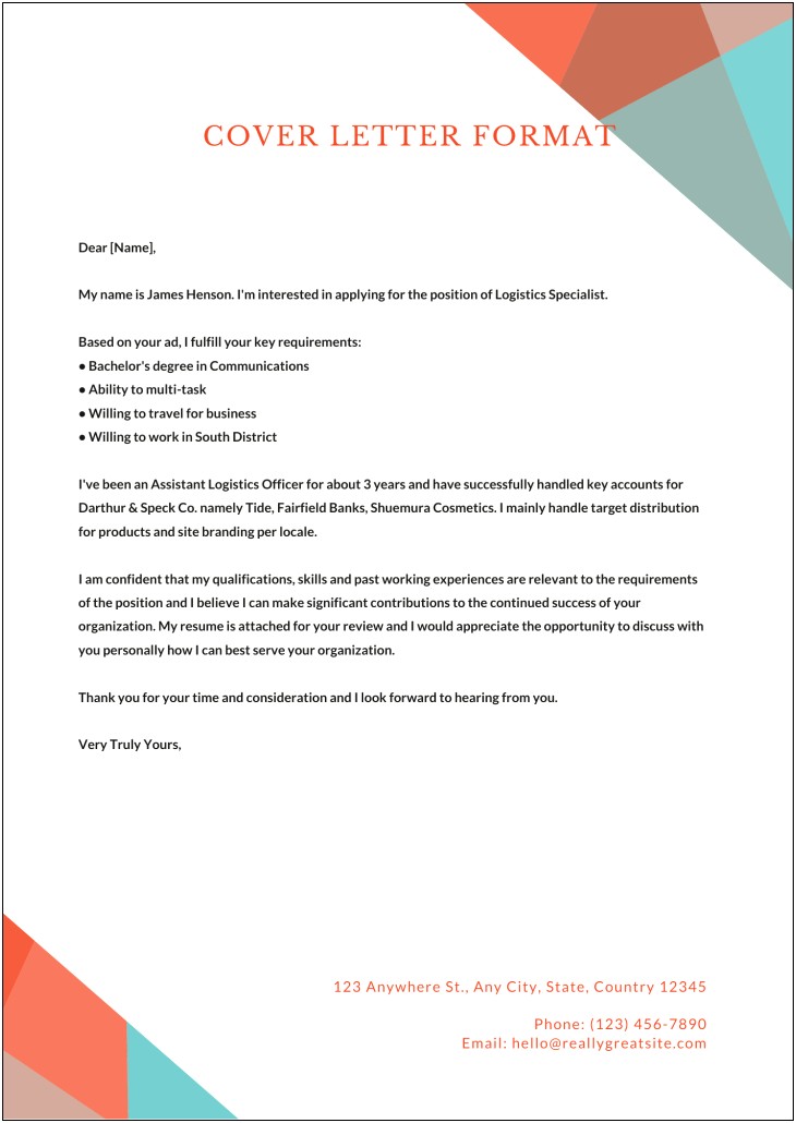 Email Cover Letter With Resume Attached Example