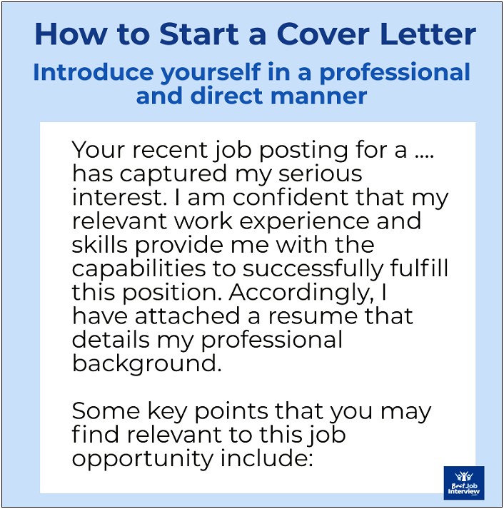 Email Introduction For Cover Letter And Resume