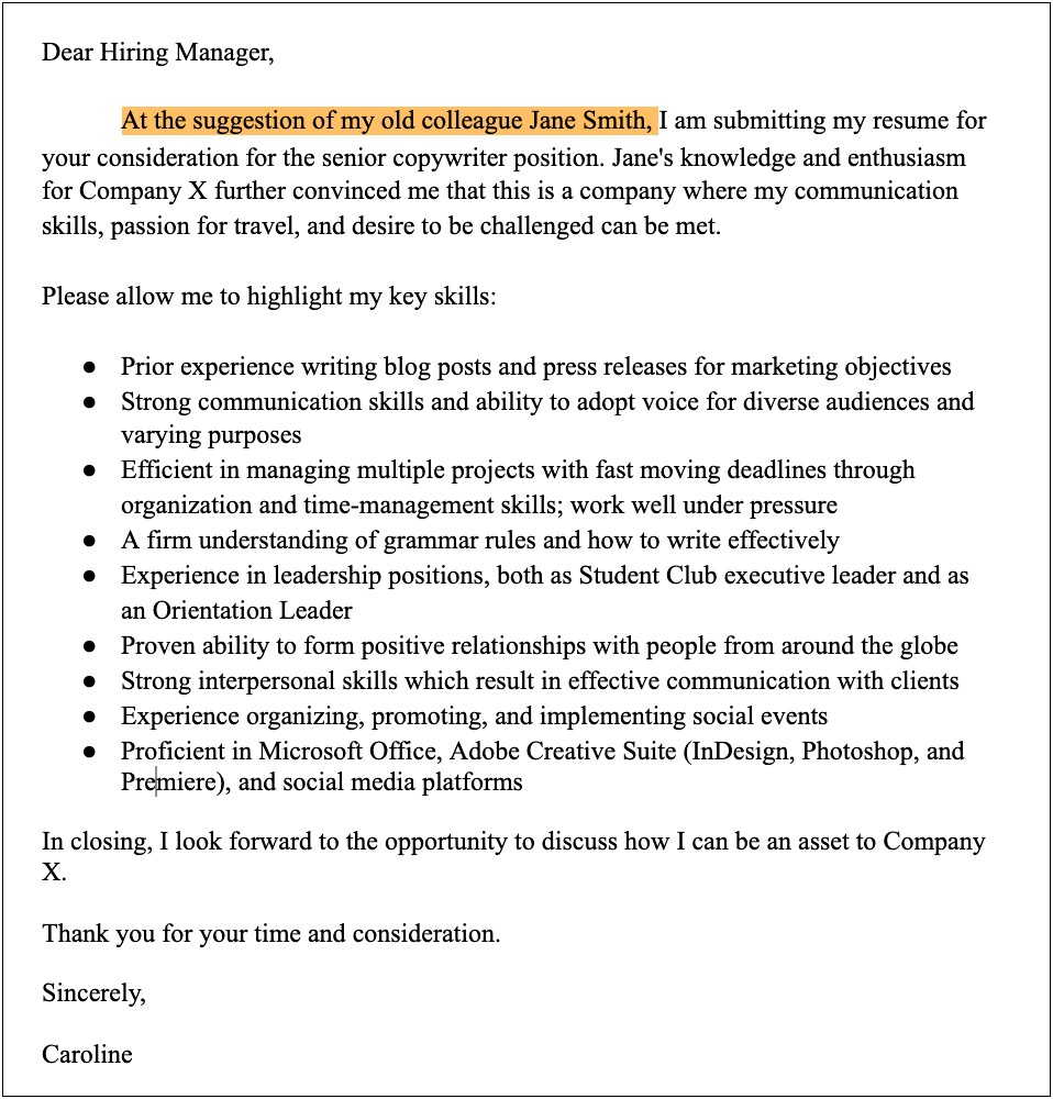 Email To Submit Cover Letter And Resume