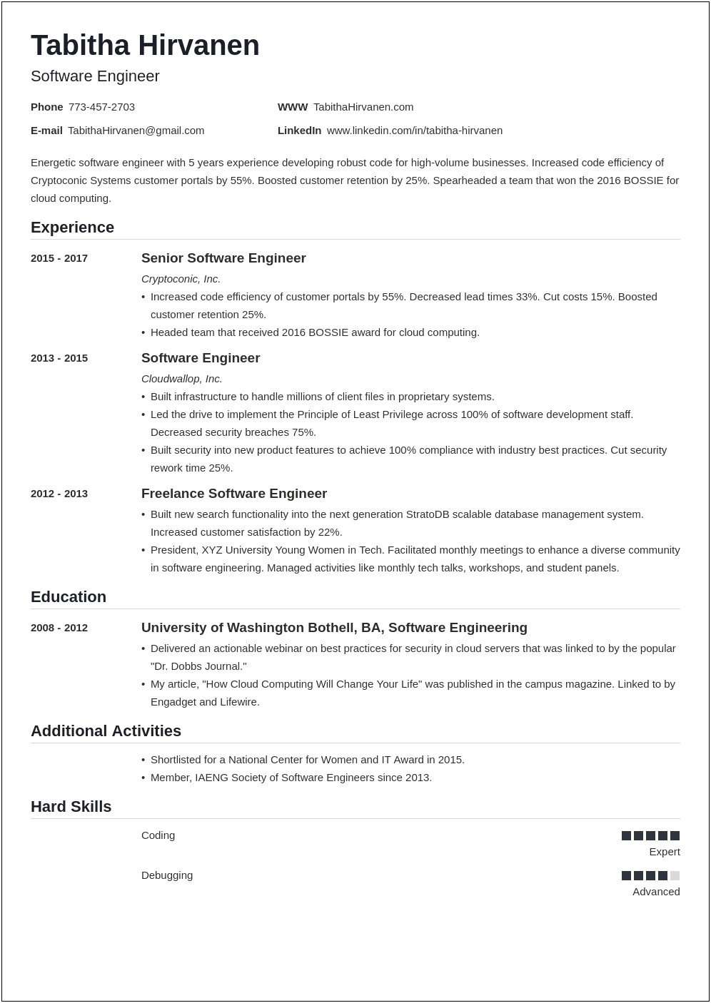 Embedded Systems Resume For 10 Year Experience