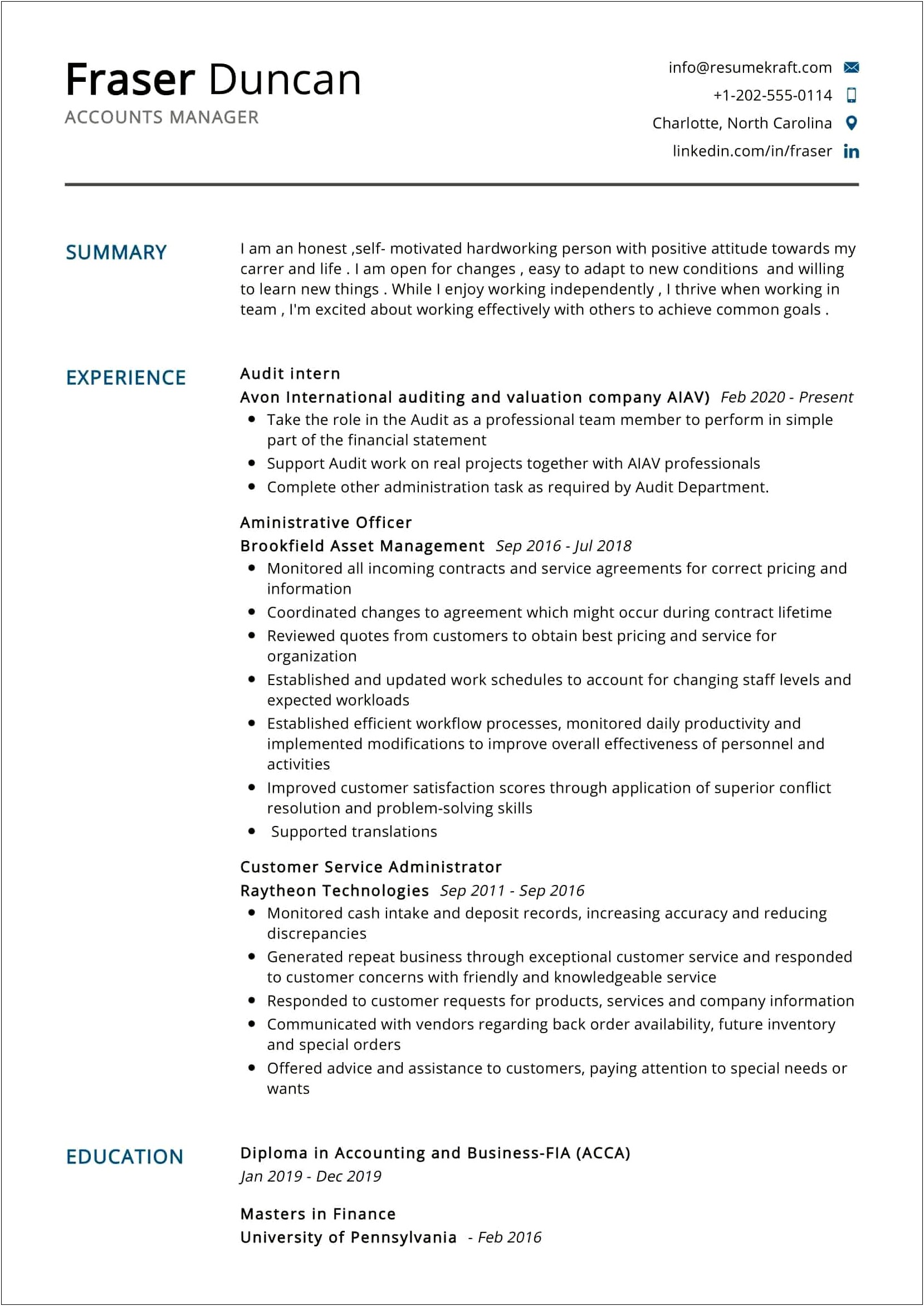 Employment Tax Account Manager Resume