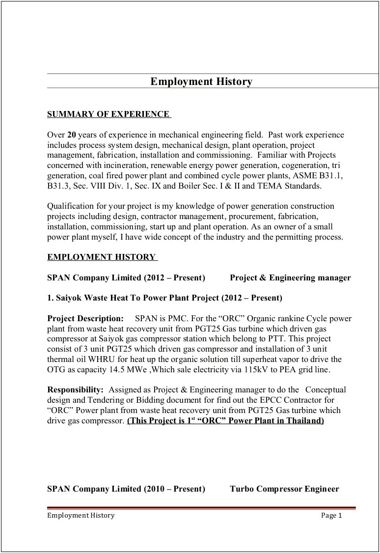 Energy Engineer Project Manager Resume