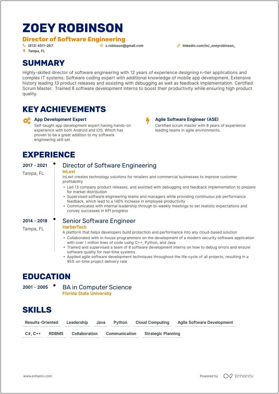 Engineering Resume Skills And Achievemnts