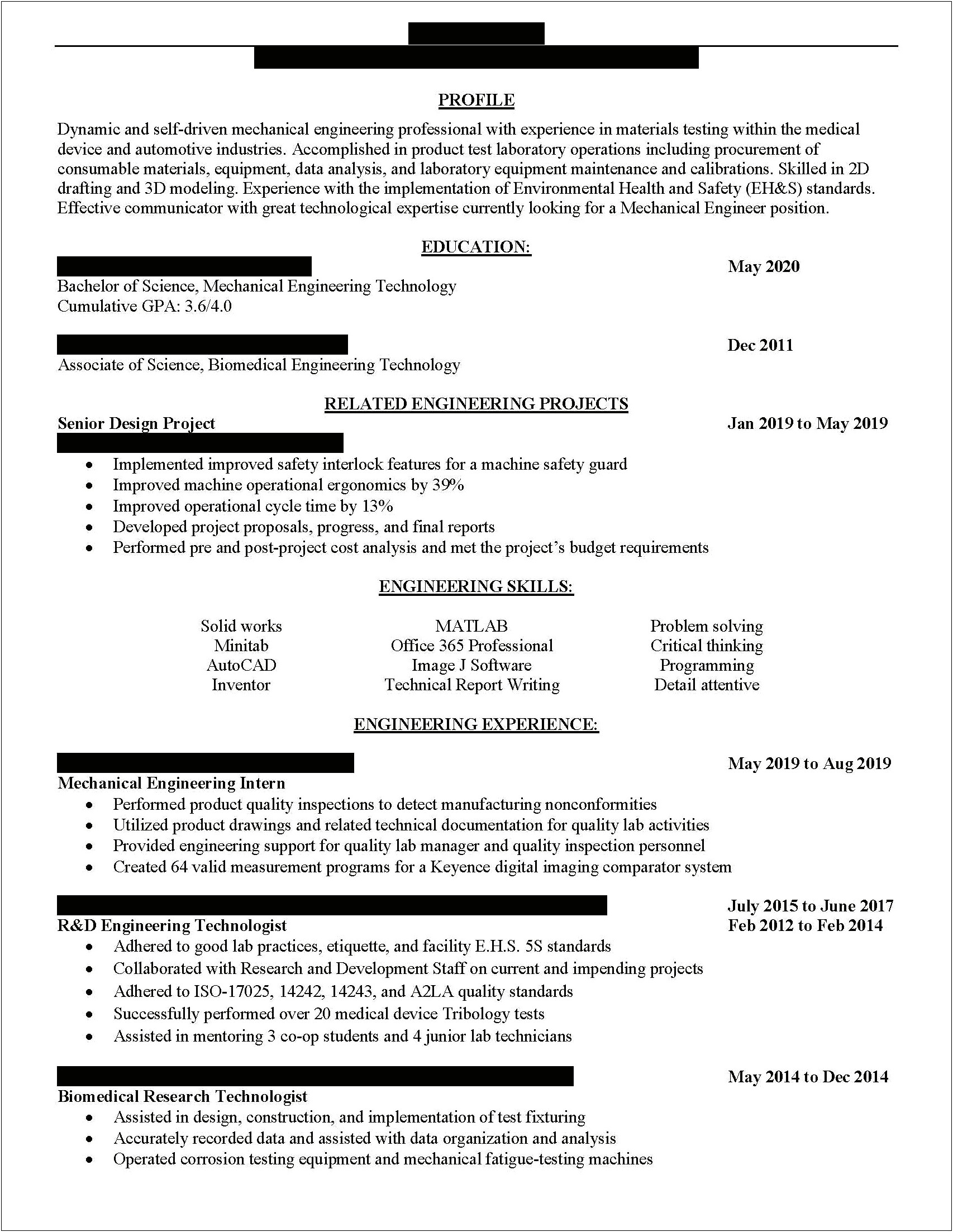 Engineering Skills Section Of Resume