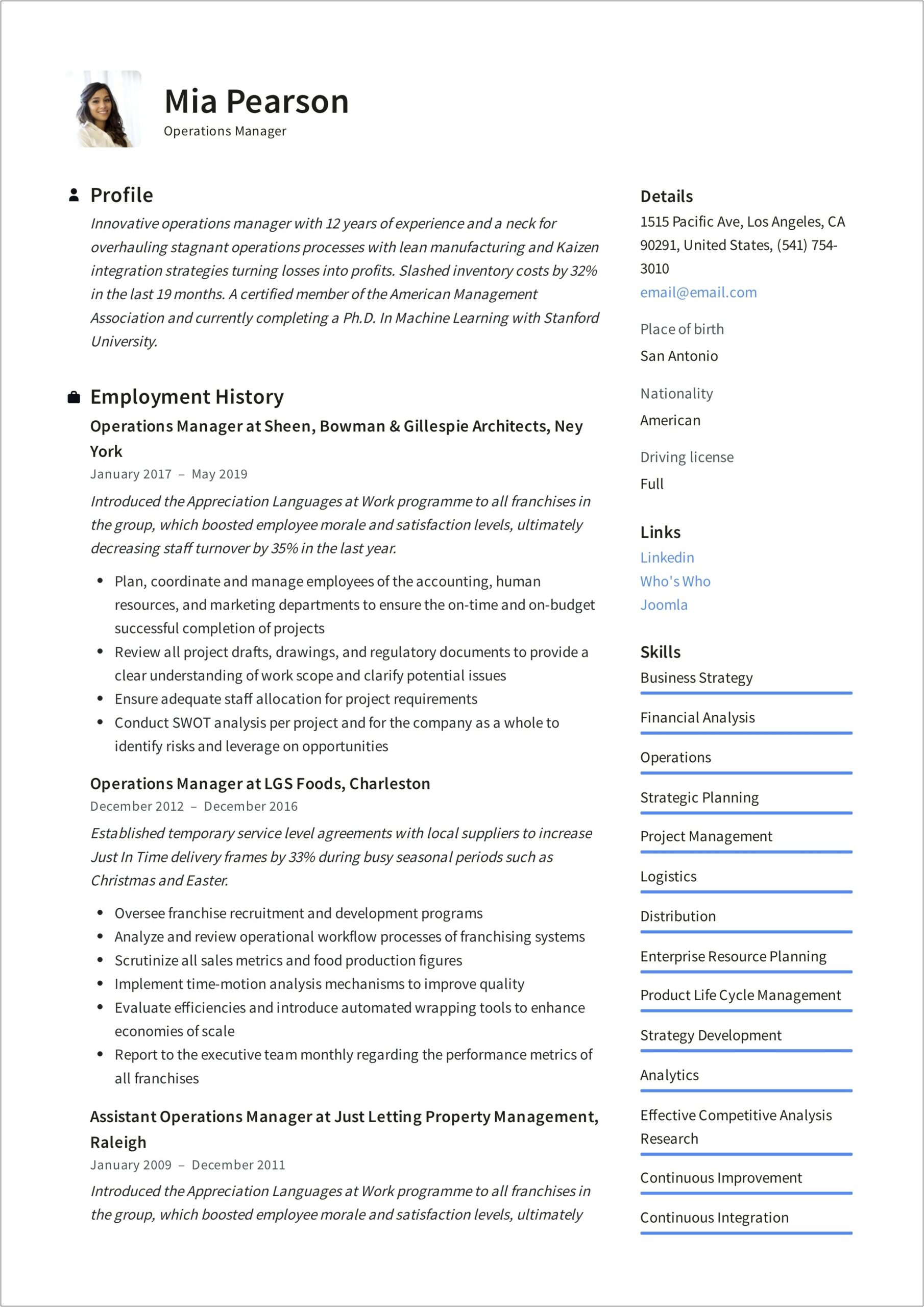 Enterprise Branch Manager Resume Examples