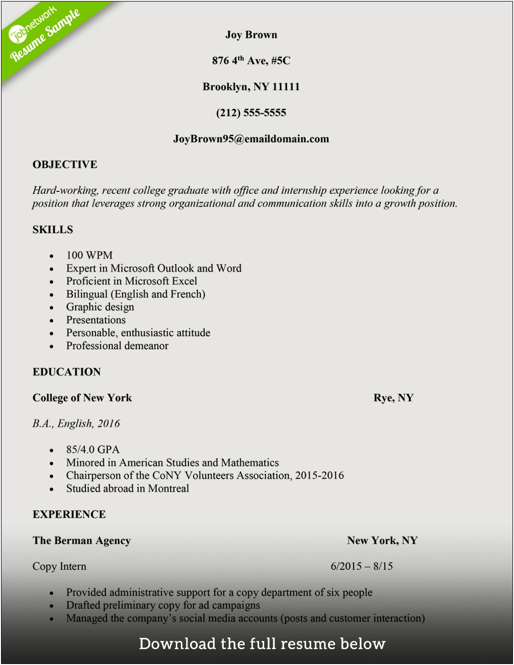Entry Level Administrative Assistant Job Resume