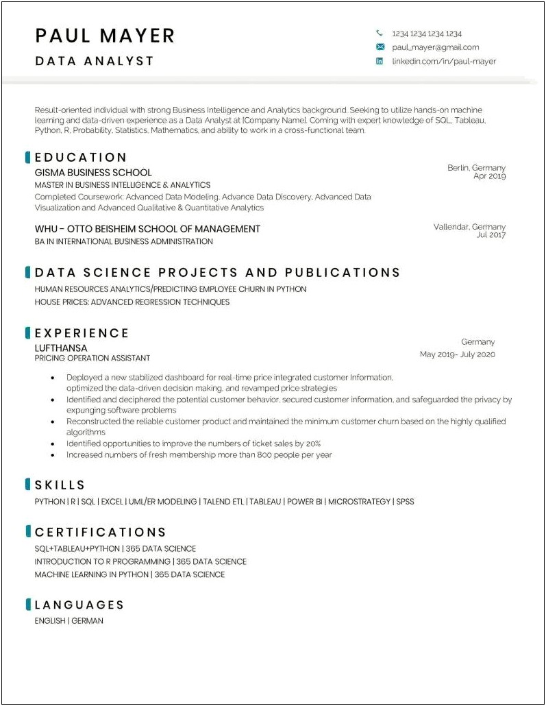 Entry Level Analyst Resume Examples