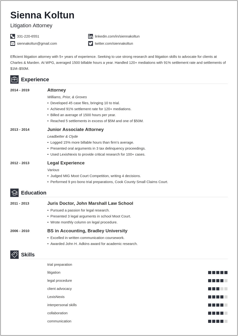 Entry Level Attorney Resume Examples