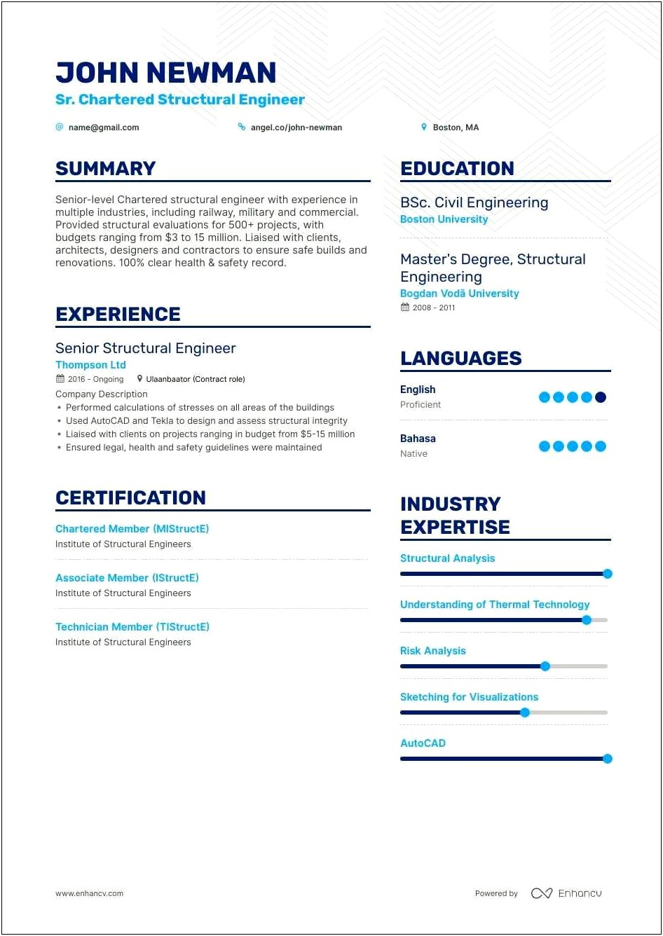 Entry Level Civil Engineering Resume Examples