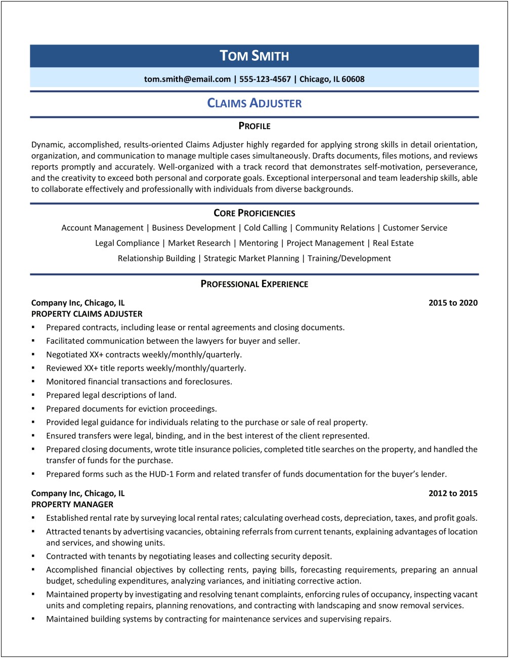 Entry Level Claims Adjuster Resume Objective