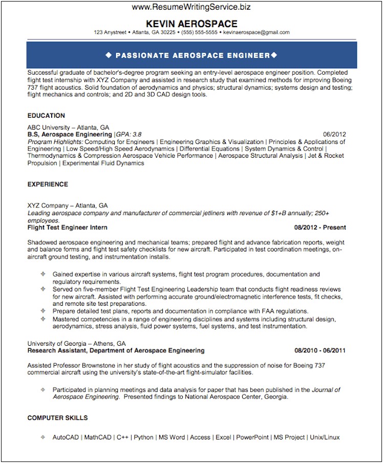 Entry Level Control Engineer Resume Example