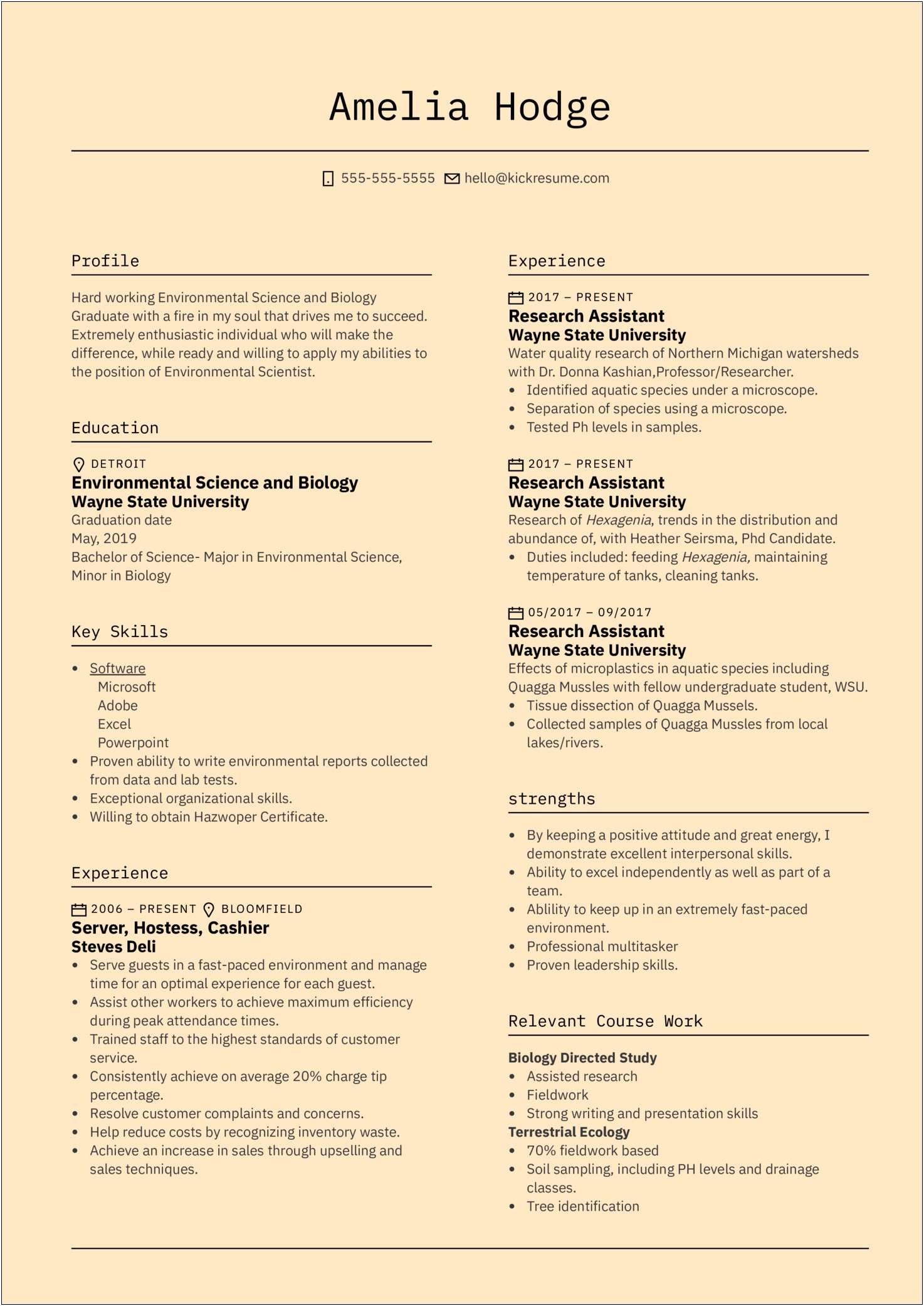 Entry Level Ecology Resume Examples