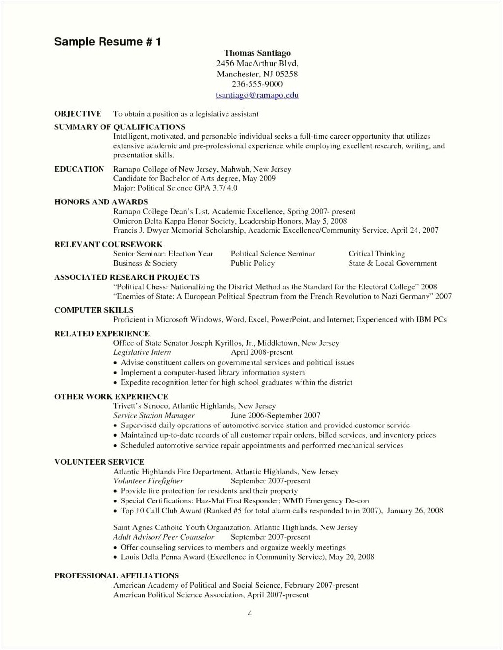 Entry Level Firefighter Resume No Experience