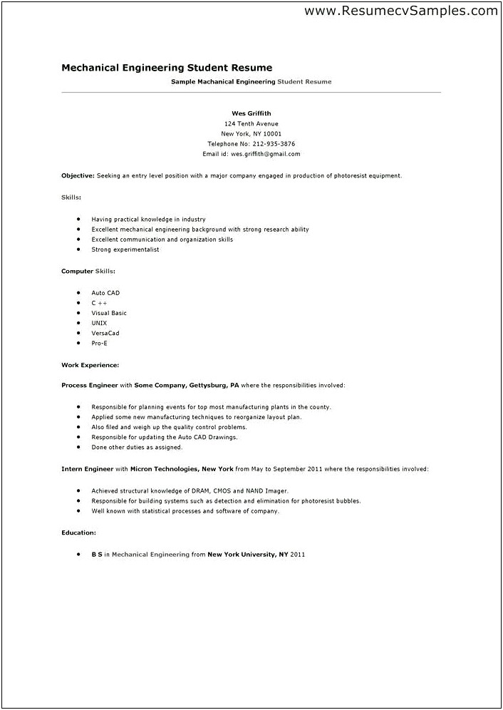 Entry Level First Job Resume