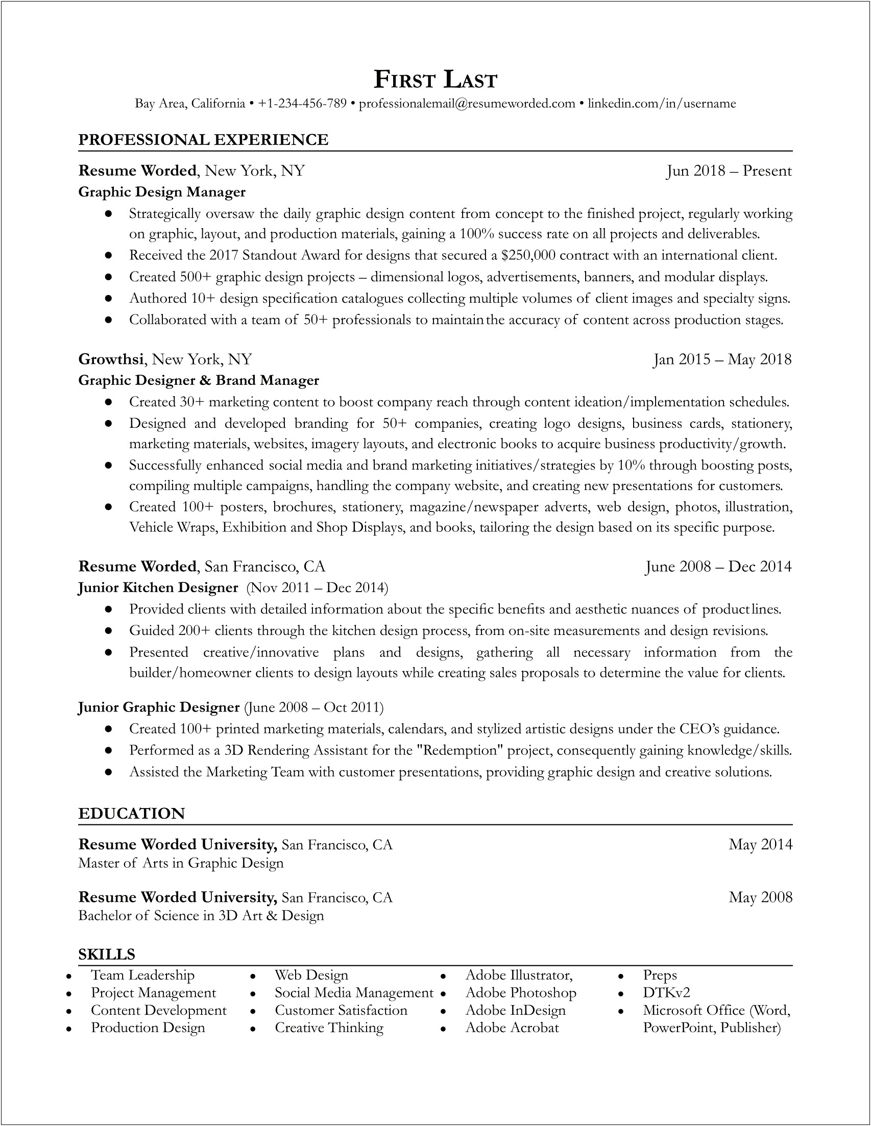 Entry Level Graphic Design Resume No Experience