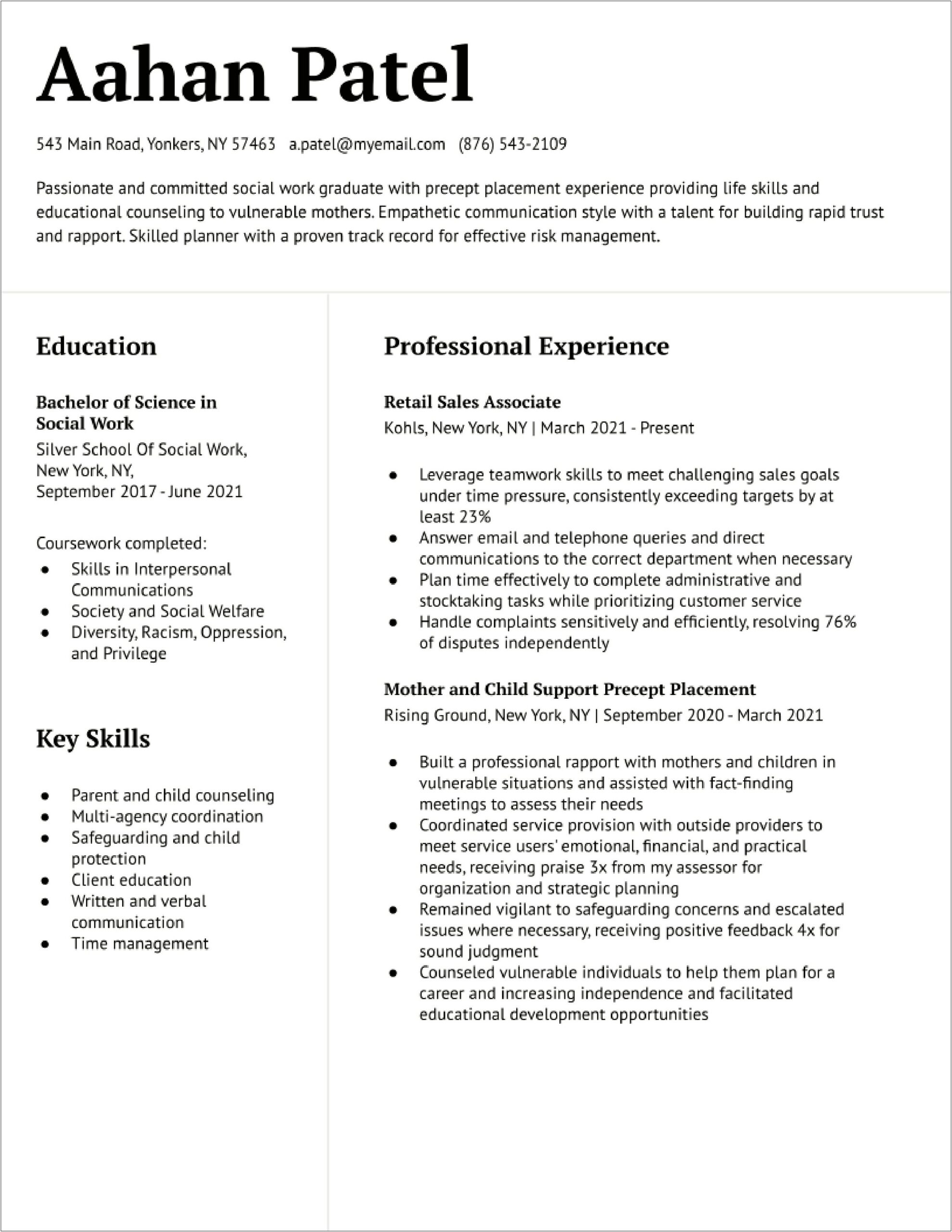 Entry Level Human Service Worker Resume Samples