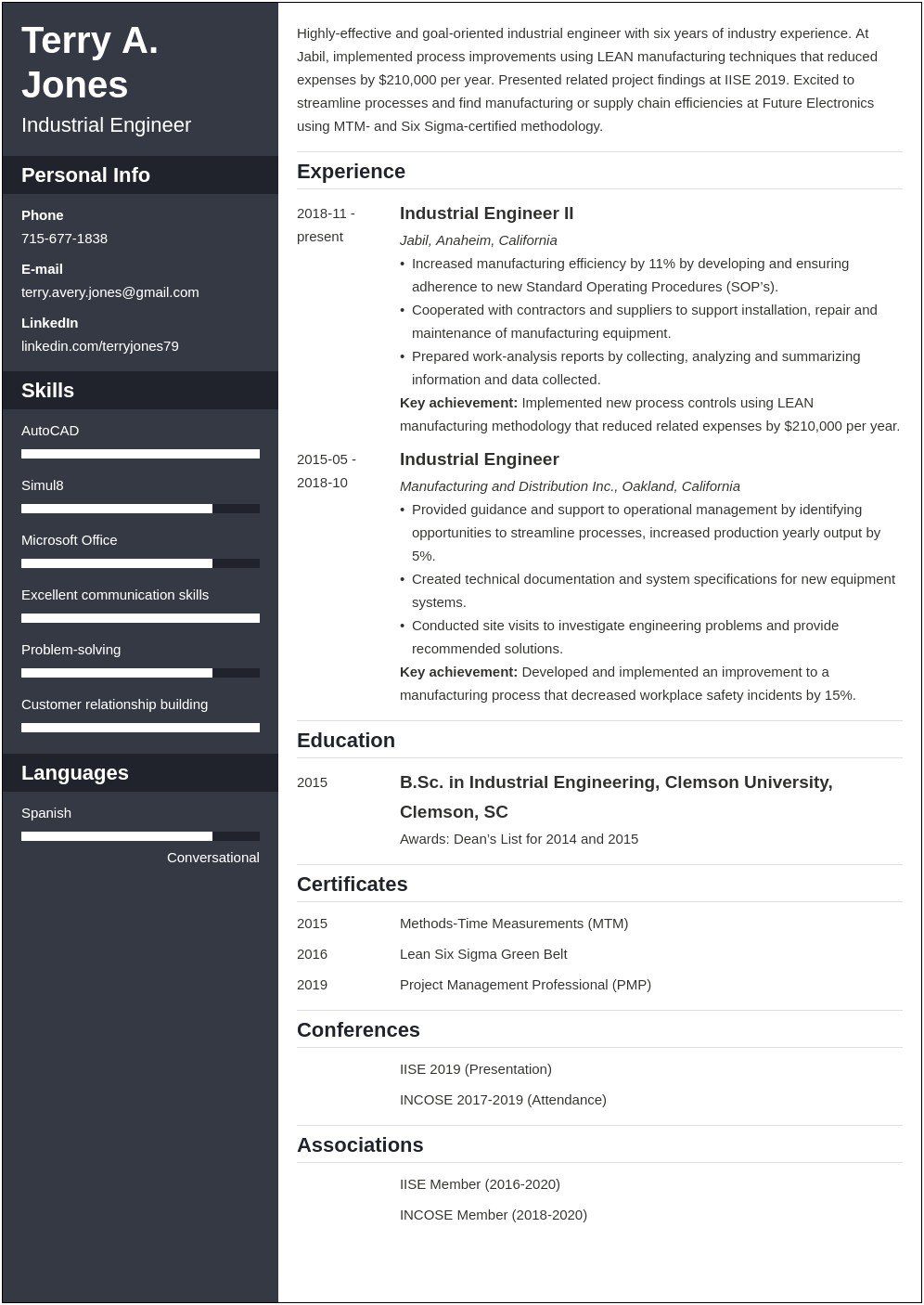 Entry Level Industrial Engineering Resume Examples
