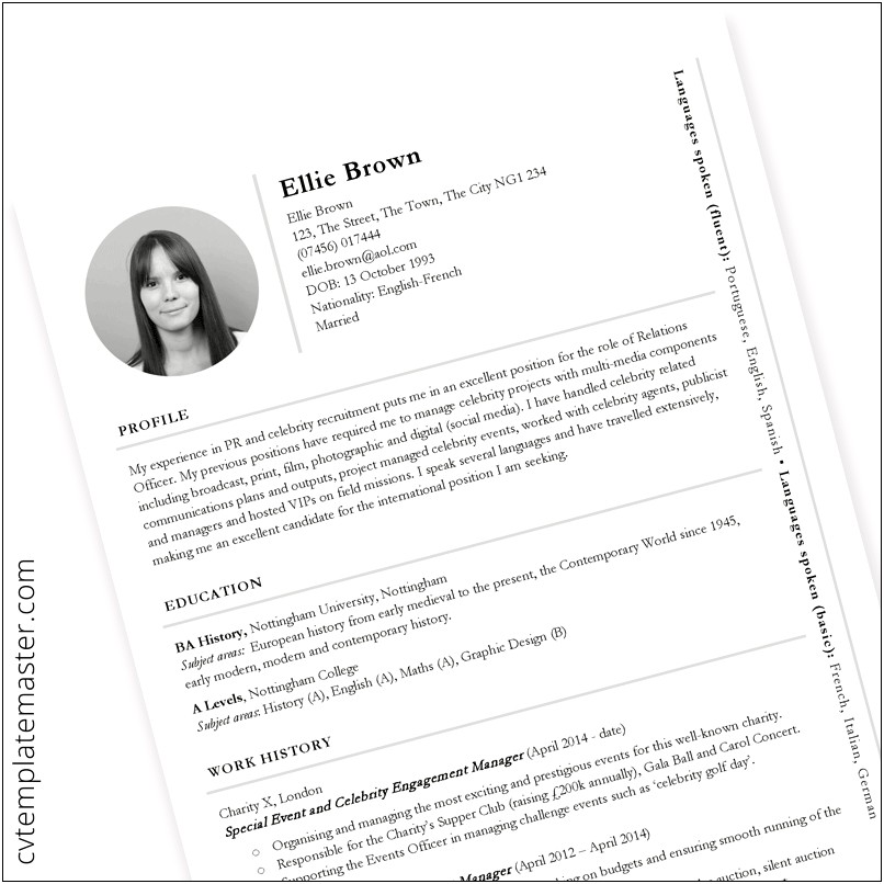 Entry Level International Relations Resume Template