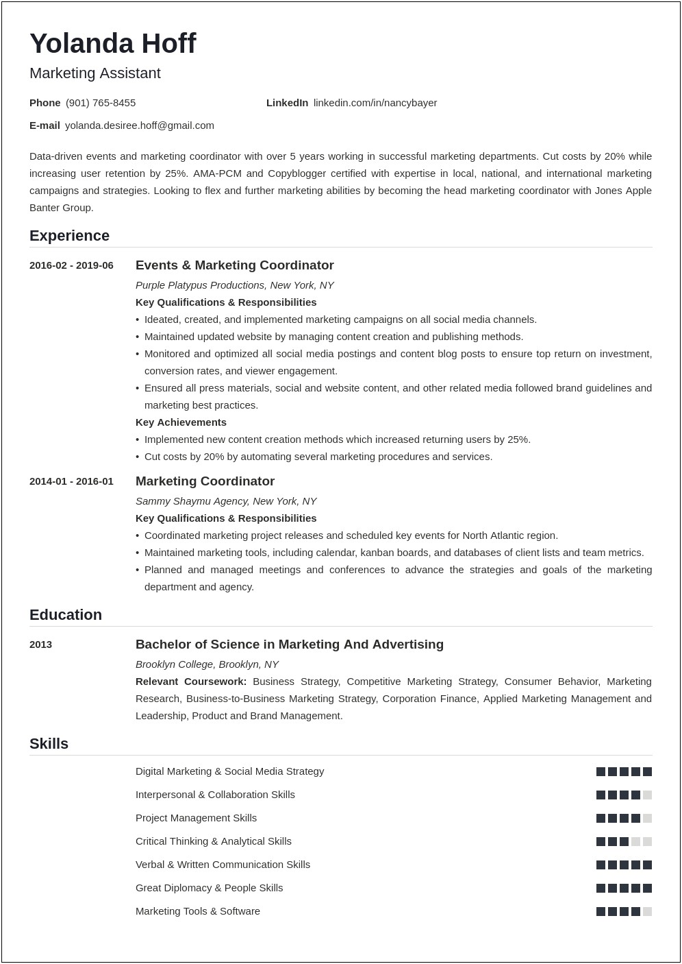 Entry Level Marketing Objective Resume
