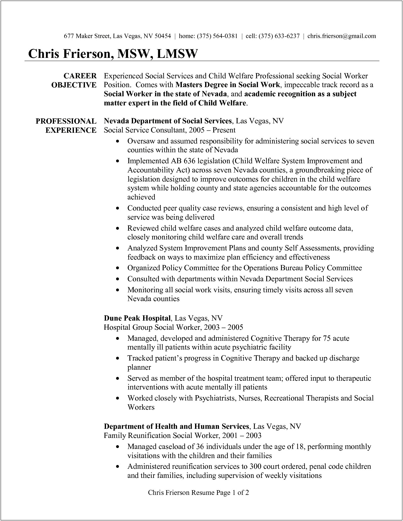Entry Level No Experience Social Worker Resume Objective