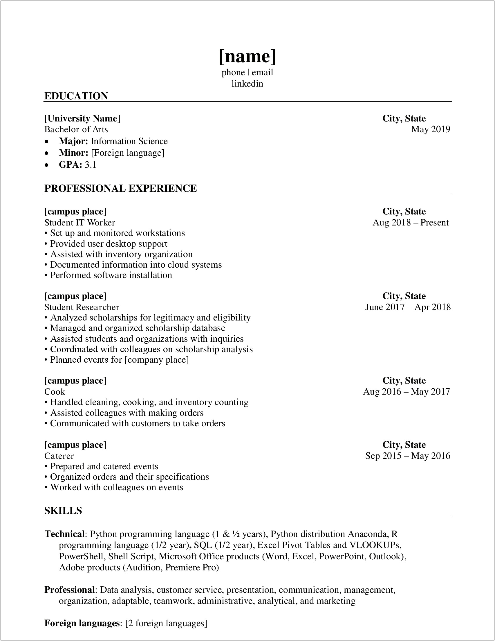 Entry Level Theology Student Resume Samples