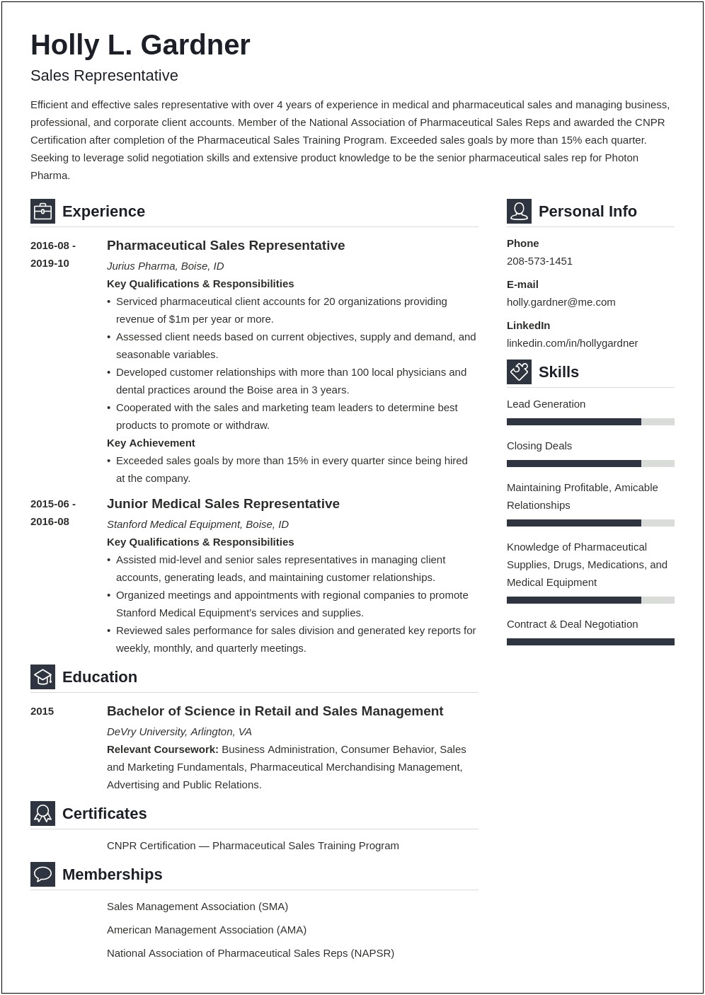 Entry Sales Rep Resume Examples