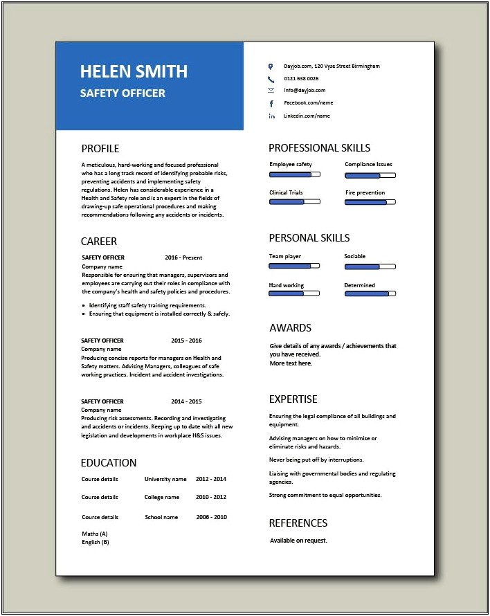 Environmental Health Safety Manager Resume
