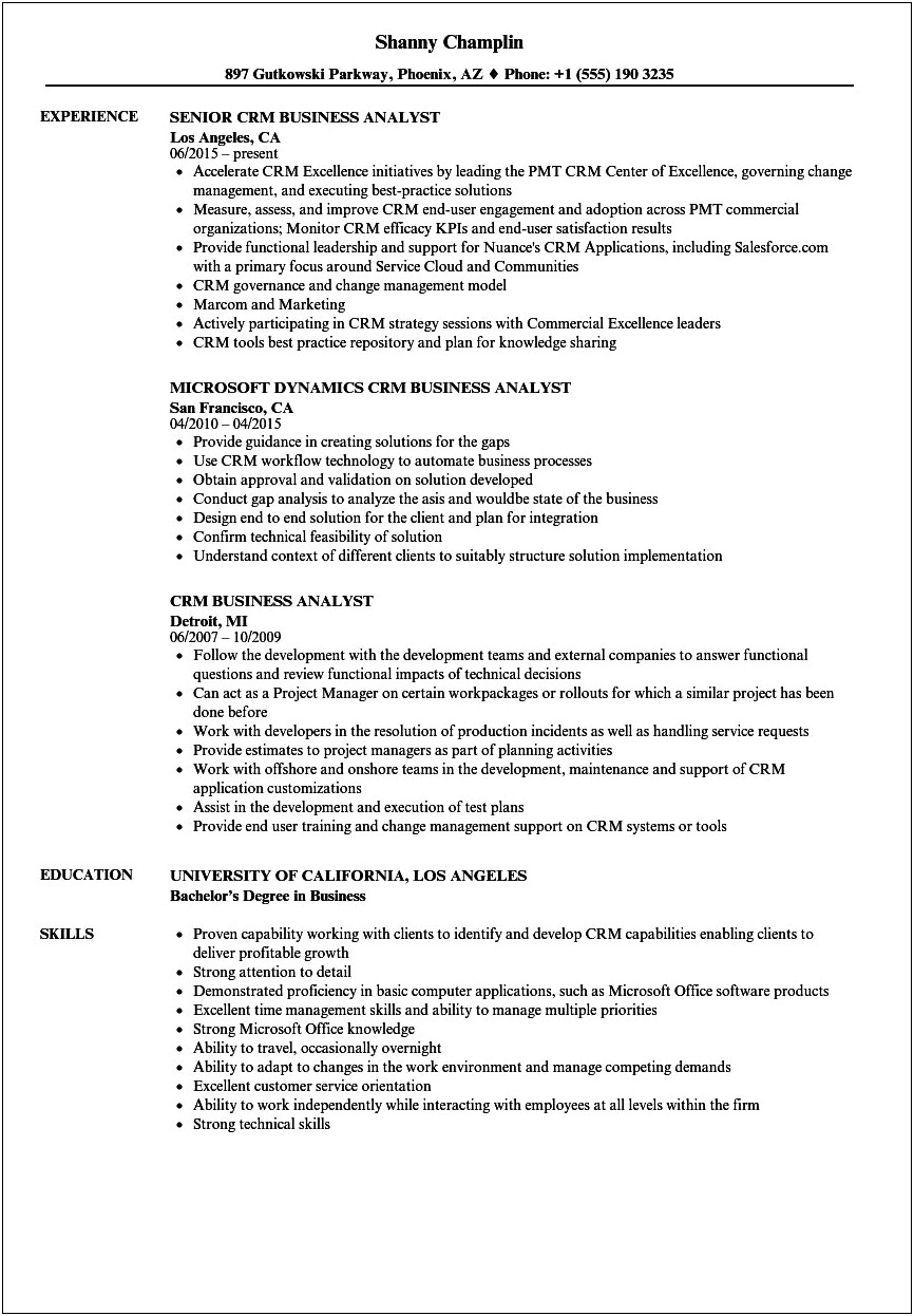 Erp Business Analyst Resume Examples